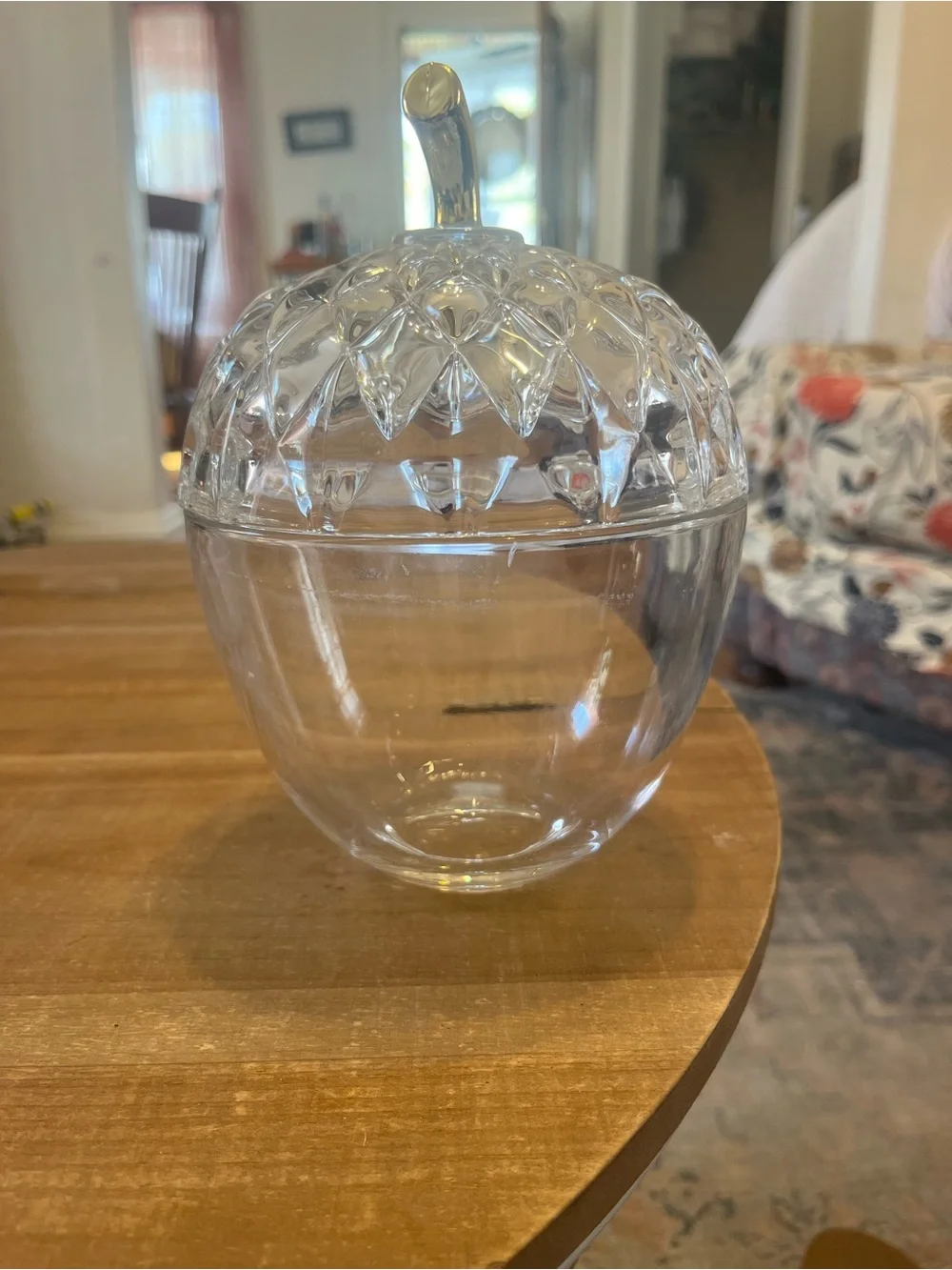 ✨ Vintage-Style Clear Glass Acorn Candy Dish with Gold Stem